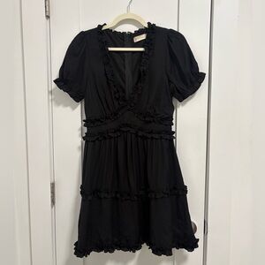 Altar’d State Black Ruffle Trim Mini Dress